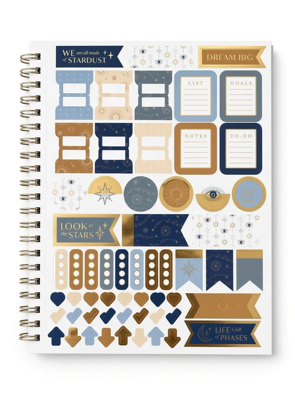 James Burke Eyes & Stars Thoughts &ideas 5-subject spiral notebook NEW